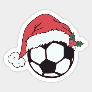 Soccer Ball with Christmas Hat Sticker